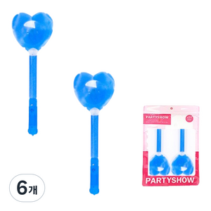 파티쇼 LED 하트 야광봉 2p, 블루, 6개