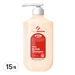 폴메디슨 키즈 아토 바스앤샴푸 올인원워시 베이비파우더향, 510ml, 15개