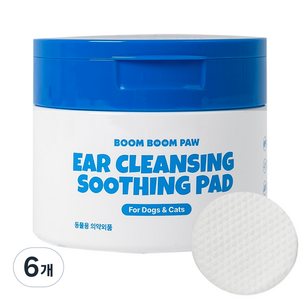붐붐포 반려동물 이어 클렌징 귀 세정제 수딩 패드, 90ml, 6개