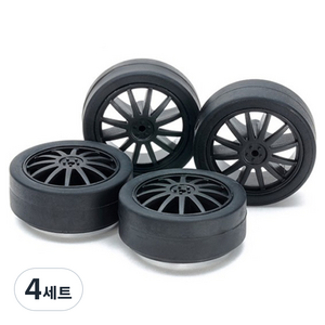 타미야 로우 프릭션 중경 로우 프로파일 타이어 26mm + 카본강화횔 핀 타입 100 x 210 x 30 mm 세트15534, 혼합색상, 4세트