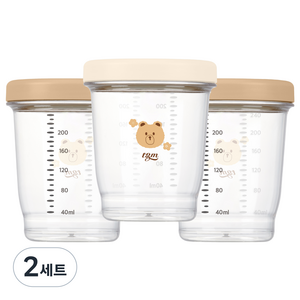 티지엠 에코젠 이유식 용기 3종, 240ml, 탠브라운 + 아이보리, 2세트