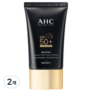AHC 마스터즈 아쿠아 리치 선크림 SPF50+ PA++++, 50ml, 2개
