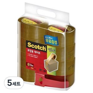 스카치 포장용 테이프 48mm x 50m 3650 8p + 디스펜서 세트, 갈색, 5세트
