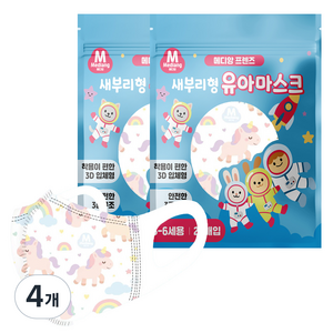 메디케이알 메디앙 프렌즈 새부리형 유아마스크 중형, 25개입, 4개, 유니콘