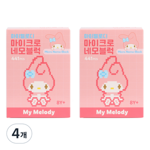 바니랜드 마이멜로디 마이크로 네모 나사조립블럭, 혼합색상, 4개