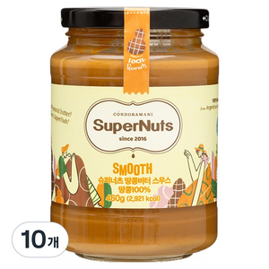 슈퍼너츠 100% 땅콩버터 스무스, 460g, 10개