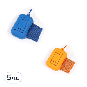 몬스터 스포츠 타월 2종 세트, 블루 + 오렌지, 5세트
