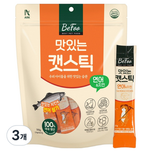 베푸 고양이 아크펫푸드 맛있는 스틱 짜먹는 간식, 3개, 300g, 연어 치킨맛