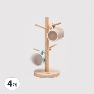 아카시아 머그 홀더, 혼합 색상, 4개