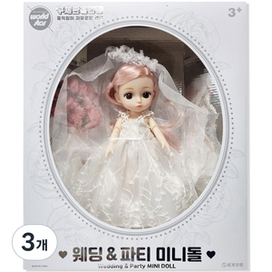 월드스타 웨딩 파티 미니돌 구체관절인형, 16cm, 핑크헤어, 3개