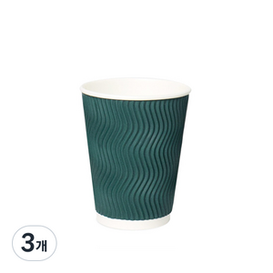 칼라컵카페플러스 3중 단열 웨이브 종이컵 그린 240ml, 250개입, 3개