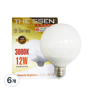 THESSEN LED 볼전구 12W, 전구색, 6개