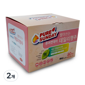 퓨어썬데이 국내제조 빨아쓰는 데일리 행주, 80개입, 2개