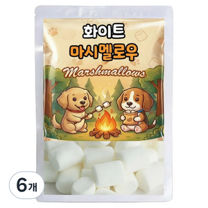 부드럽고 폭신한 달콤쫀득 화이트 마시멜로우, 300g, 6개
