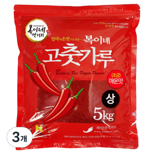 복이네먹거리 중국산 고춧가루 조금매운맛 김치용 상, 5kg, 3개