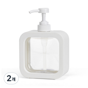 코멧 사각 투명 디스펜서 500ml, 화이트, 2개