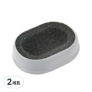 새드리 논슬립 비누받침 + 스펀지, 시크그레이, 2세트