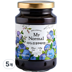 마이노멀 저당 저칼로리 블루베리잼, 320g, 5개
