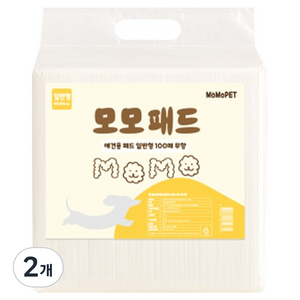 모모펫 강아지 일반형 배변패드 무향, 2개, 100개입