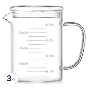 헬로키친 내열유리 핸들 계량컵, 350ml, 3개