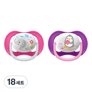 필립스아벤트 울트라 에어 컬렉션 노리개 젖꼭지, 6-18M, 코끼리 + 펭귄, 18세트
