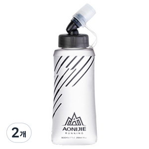 오니지 소프트 플라스크 물병 SD21, 블랙 + 화이트, 250ml, 2개