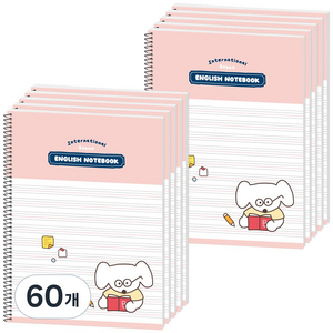 뭉구 1000 보바 스프링 영어노트, 핑크, 60개