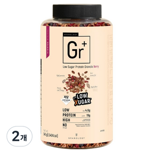 그라놀로지 Gr플러스 저당 프로틴 그래놀라 베리, 340g, 2개