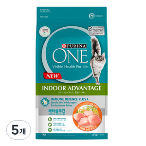 퓨리나원 캣 순살 닭고기 기능성 사료, 인도어, 1.4kg, 5개