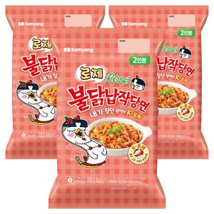 삼양 로제 불닭납작당면, 338.8g, 3개
