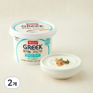 일동후디스 유기가공식품 인증 유기농 그릭요거트 달지않은 플레인, 450g, 2개
