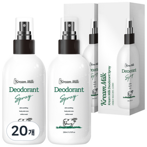 크림밀크 스프레이 화이트머스크향 데오드란트, 200ml, 20개
