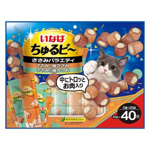 이나바 츄르비 짜먹는 고양이 간식, 닭가슴살 버라이어티, 10g, 40개