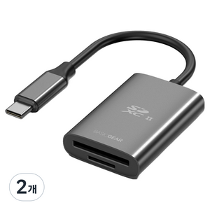 베이직기어 듀얼 UHS-II SD 4.0 멀티 카드리더기, 스페이스 그레이, 2개, SD400