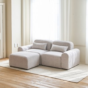 이정가구 마네 3인용 소파 + 쿠션 2p + 스툴 세트 방문설치, 라이트그레이