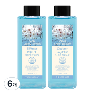 더허브샵 디퓨저 리필오일, 아쿠아체리블라썸, 200ml, 6개