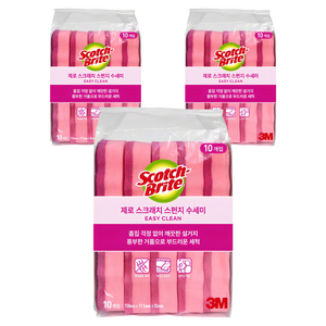 스카치브라이트 제로 스크래치 스펀지 수세미, 10개입, 3개