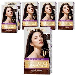 로레알파리 엑셀랑스 듀오크림 나눠쓰는 새치염색 염모제, 3호 블랙 브라운, 6개