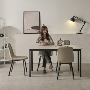 보니애가구 에븐 포세린 1200 세라믹 식탁 + 의자 4p 세트 방문설치, 식탁(아티쿠스그레이), 의자(베이지4P), 일반의자 4
