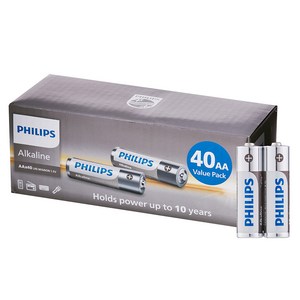 필립스 알카라인 대용량 AA 건전지, 1개, 40개입