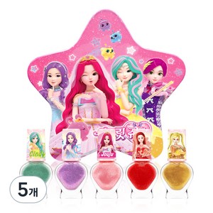 리틀블링 시크릿쥬쥬 별의여신 틴케이스 어린이 네일 5종 세트, 5개, 신디민트 + 스텔라퍼플 + 쥬쥬핑크 + 스피카레드 + 제니골드