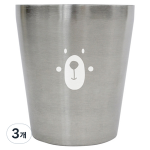 키친유 베어 스텐 이중컵 중, 3개, 300ml