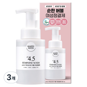 해피바스 pH4.5 약산성 로즈버블 여성청결제, 300ml, 3개