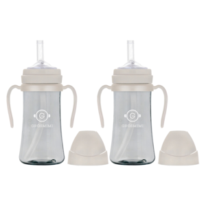 그로미미 PPSU 빨대컵, 300ml, 2개, 크림베이지