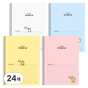 포포팬시 룰루랄라 칸이 넓은 노트 10mm, 옐로우, 블루, 핑크, 화이트, 24개