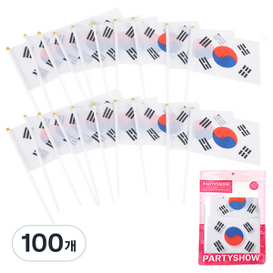 파티쇼 일체형 수기 태극기, 혼합색상, 100개