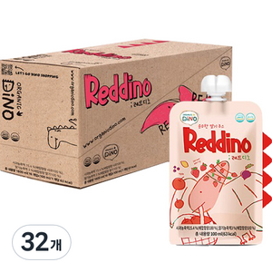 오가닉디노 순수한 과채주스 레드디노, 딸기맛, 32개, 100ml