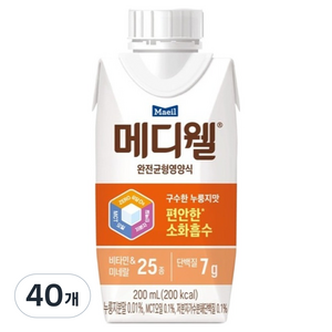 메디웰 구수한 누룽지맛 완전균형영양식, 200ml, 40개