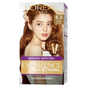 로레알파리 엑셀랑스 듀오크림 나눠쓰는 새치염색 염모제, 6.3 골드브라운, 1개
