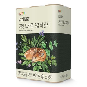 코멧 3겹 브라운 화장지 30m, 30롤, 1개